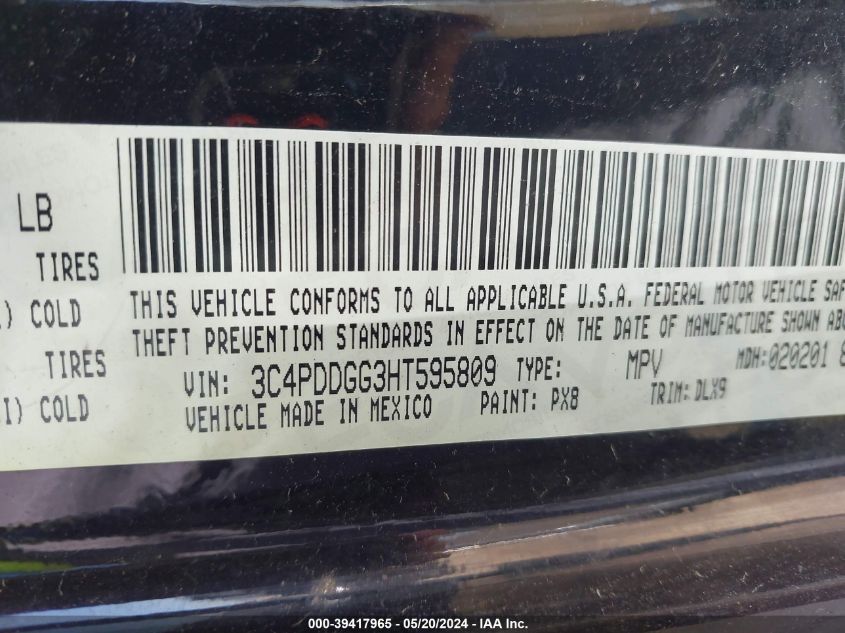2017 Dodge Journey Crossroad Plus Awd VIN: 3C4PDDGG3HT595809 Lot: 39417965