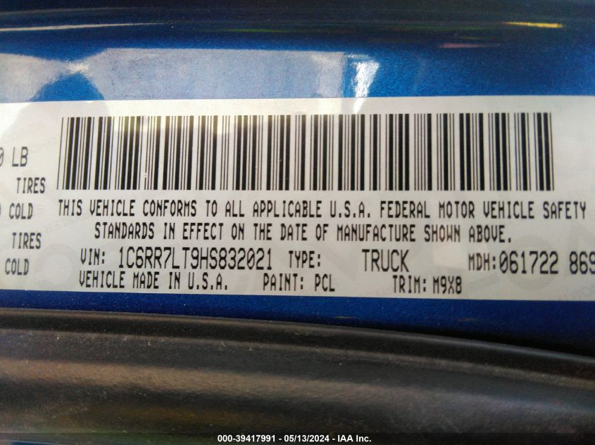 2017 RAM 1500 BIG HORN  4X4 5'7 BOX - 1C6RR7LT9HS832021