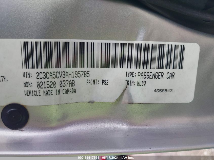 2010 Chrysler 300 Touring/Signature Series/Executive Series VIN: 2C3CA5CV3AH195785 Lot: 39417994