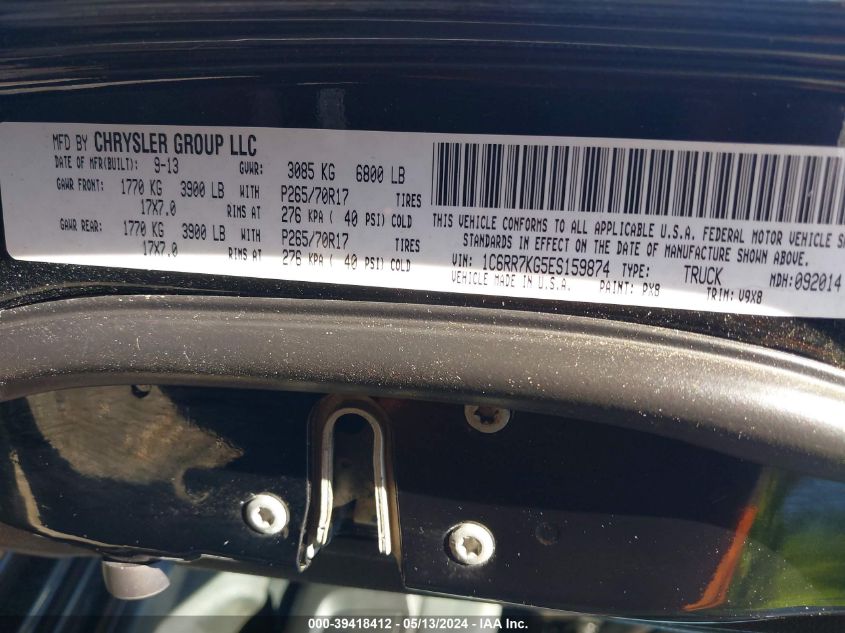 2014 Ram 1500 Tradesman VIN: 1C6RR7KG5ES159874 Lot: 39418412