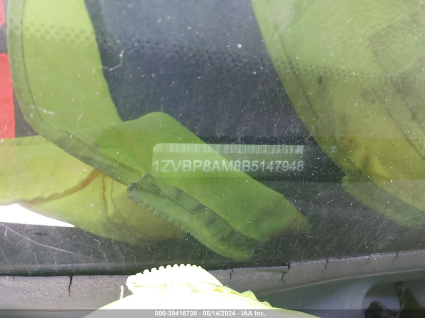 2011 Ford Mustang V6 Premium VIN: 1ZVBP8AM8B5147948 Lot: 39418738