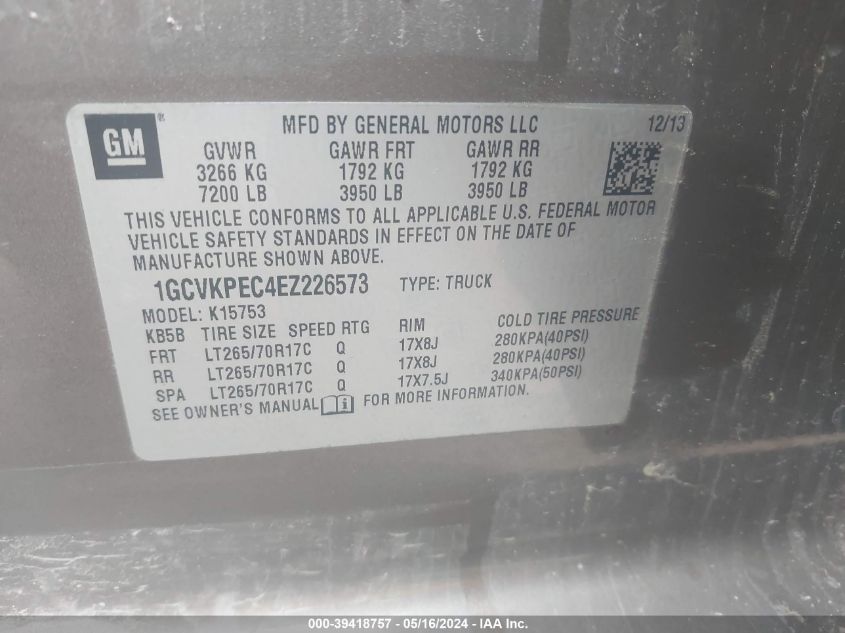 2014 Chevrolet Silverado 1500 Work Truck 2Wt VIN: 1GCVKPEC4EZ226573 Lot: 39418757