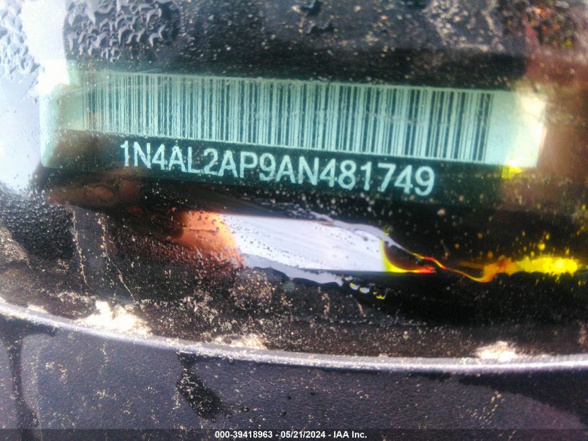 2010 Nissan Altima 2.5 S VIN: 1N4AL2AP9AN481749 Lot: 39418963