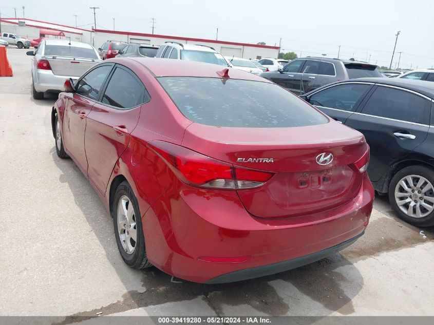 2015 Hyundai Elantra Se VIN: 5NPDH4AE4FH597287 Lot: 39419280