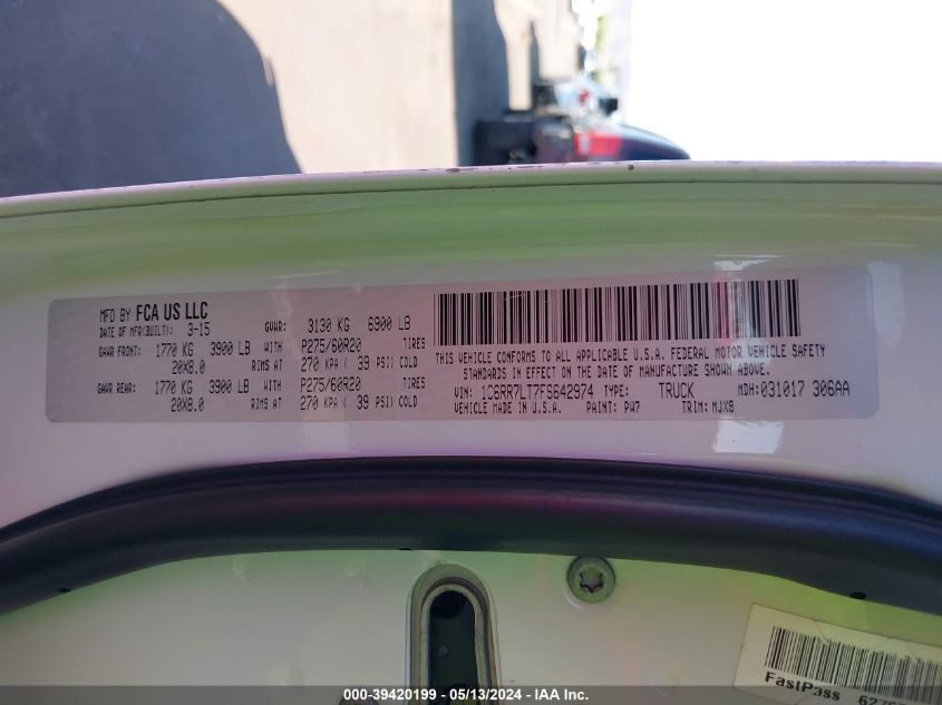 2015 RAM 1500 BIG HORN - 1C6RR7LT7FS642974