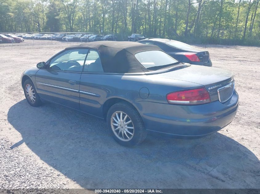 2002 Chrysler Sebring Lxi VIN: 1C3EL55R92N233256 Lot: 39420240