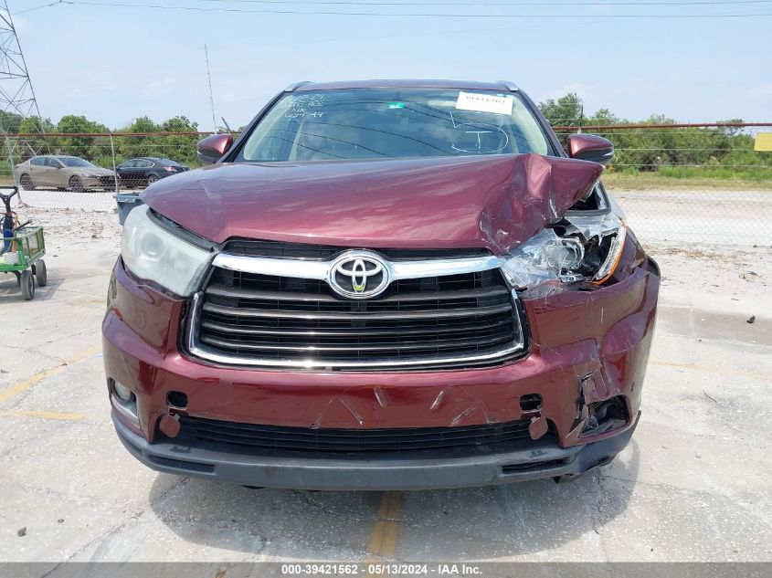 2014 Toyota Highlander Limited V6 VIN: 5TDYKRFH6ES018229 Lot: 39421562