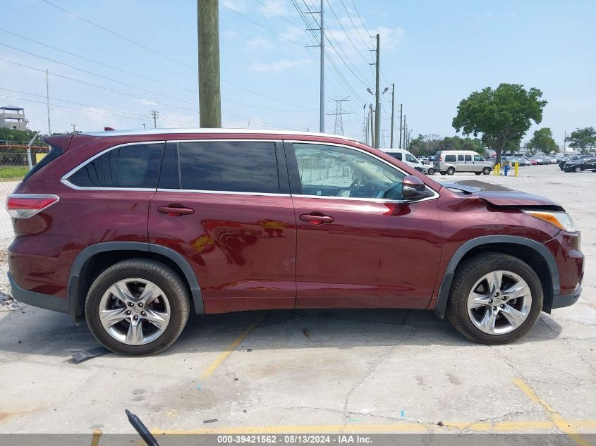 2014 Toyota Highlander Limited V6 VIN: 5TDYKRFH6ES018229 Lot: 39421562