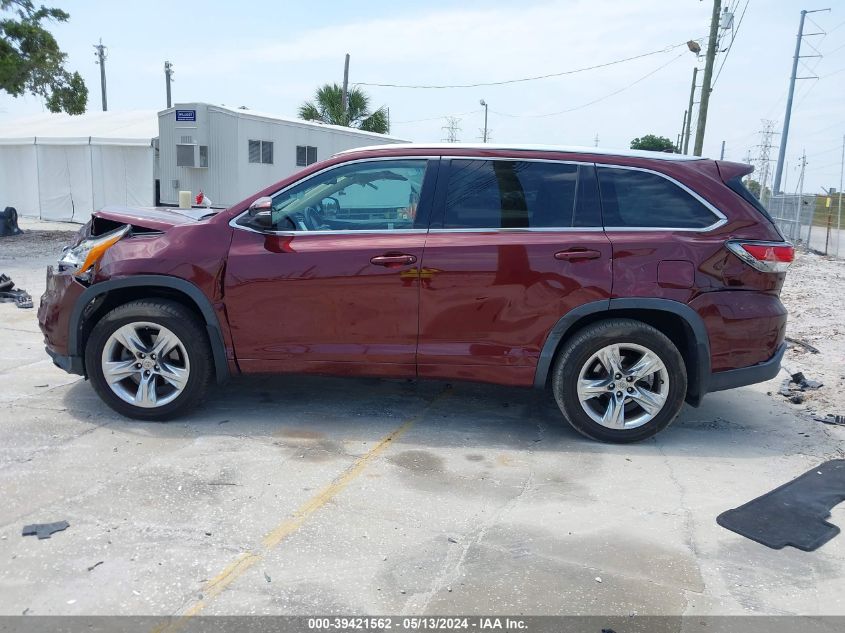 2014 Toyota Highlander Limited V6 VIN: 5TDYKRFH6ES018229 Lot: 39421562