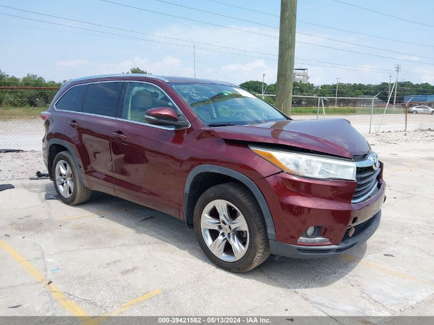 2014 Toyota Highlander Limited V6 VIN: 5TDYKRFH6ES018229 Lot: 39421562