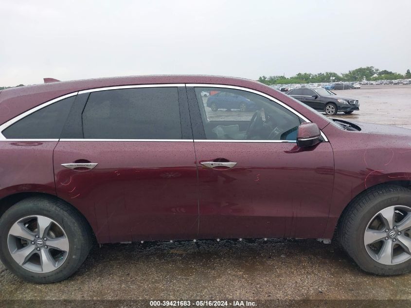 2014 Acura Mdx VIN: 5FRYD3H23EB016621 Lot: 39421683