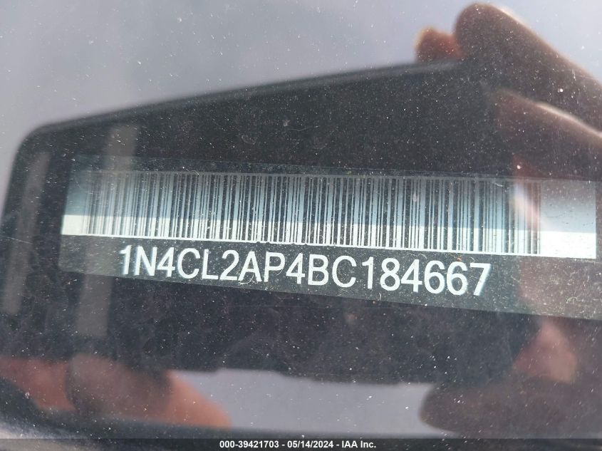 2011 Nissan Altima Hybrid VIN: 1N4CL2AP4BC184667 Lot: 39421703