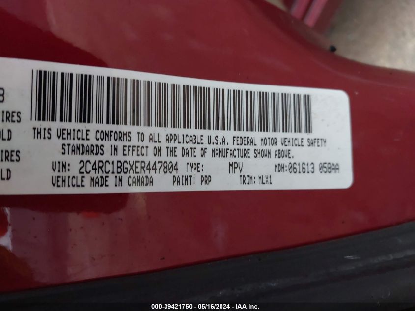 2014 CHRYSLER TOWN & COUNTRY TOURING - 2C4RC1BGXER447804