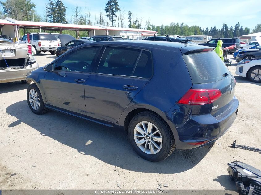 2017 Volkswagen Golf Tsi S 4-Door/Tsi Se 4-Door/Tsi Sel 4-Door/Tsi Wolfsburg Edition 4-Door VIN: 3VW217AU3HM029644 Lot: 39421776