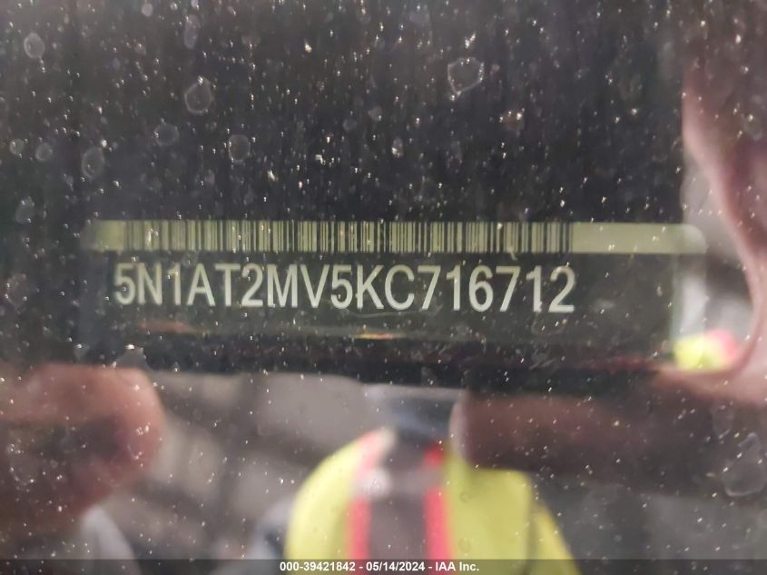 2019 Nissan Rogue Sv VIN: 5N1AT2MV5KC716712 Lot: 39421842