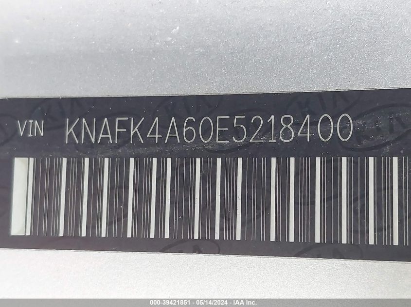 2014 Kia Forte Lx VIN: KNAFK4A60E5218400 Lot: 39421851