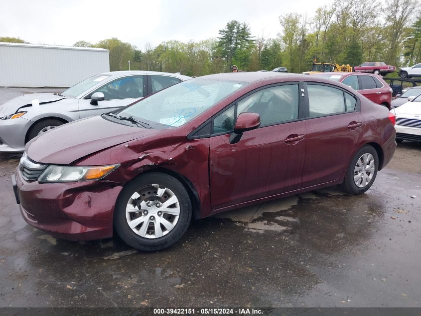 2012 Honda Civic Lx VIN: 2HGFB2F52CH600216 Lot: 39422151