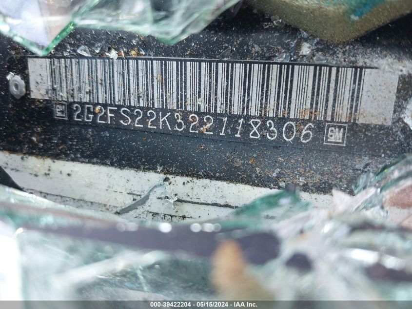 2002 Pontiac Firebird VIN: 2G2FS22K322118306 Lot: 39422204