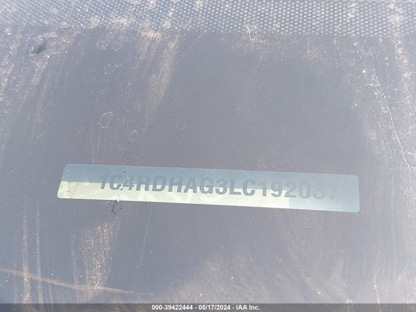 2020 Dodge Durango Sxt Rwd VIN: 1C4RDHAG3LC192037 Lot: 39422444