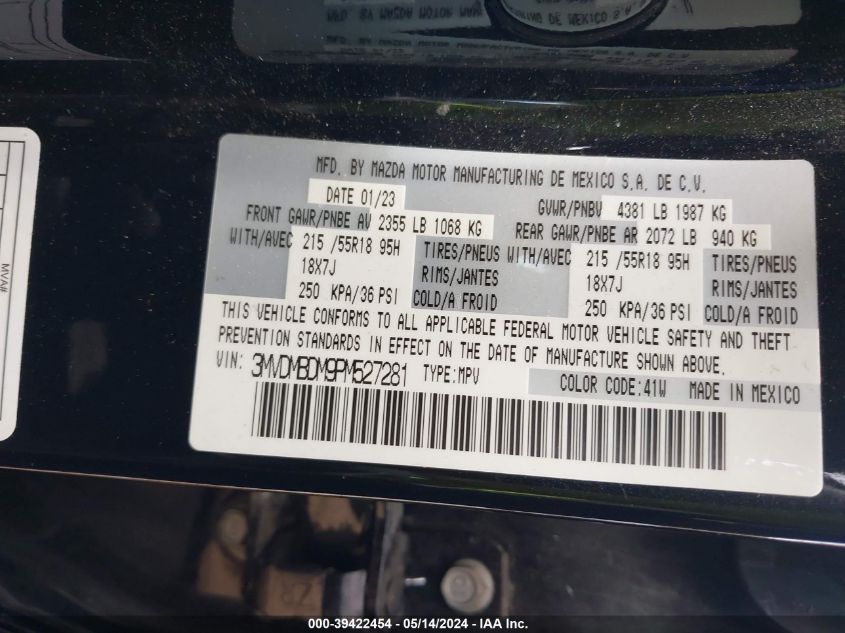 2023 Mazda Cx-30 2.5 S Premium VIN: 3MVDMBDM9PM527281 Lot: 39422454