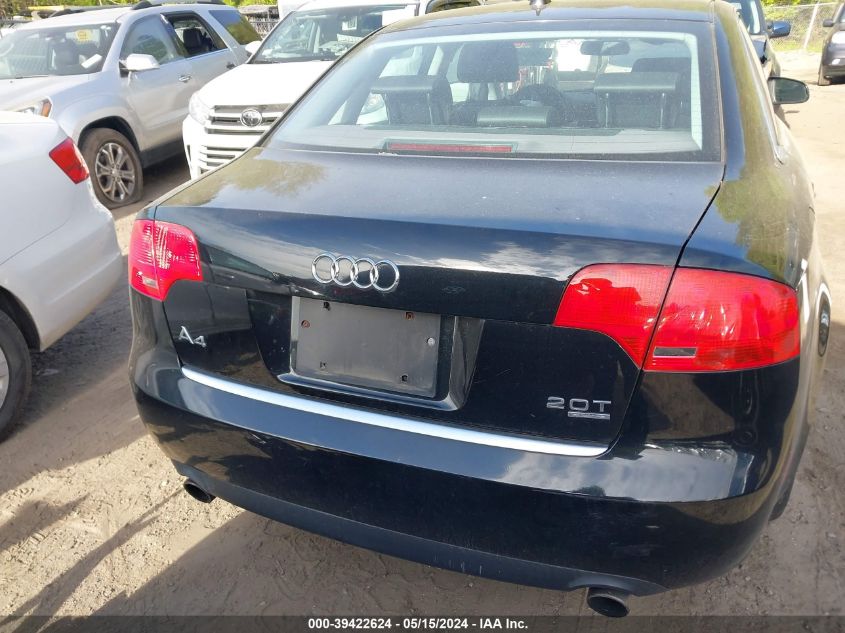 2007 Audi A4 2.0T VIN: WAUDF78E97A204127 Lot: 39422624