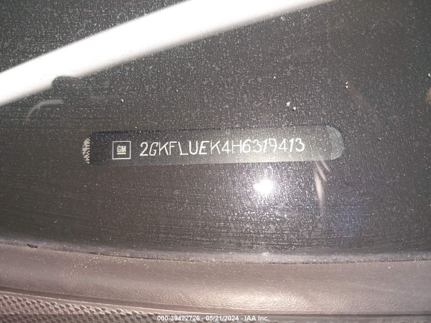 2017 GMC Terrain Slt VIN: 2GKFLUEK4H6319413 Lot: 39422726