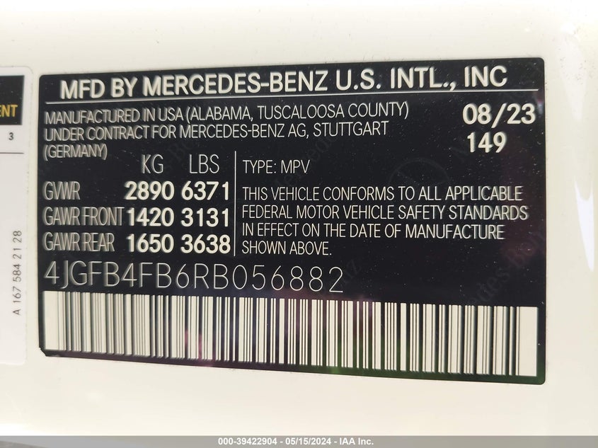 VIN 4JGFB4FB6RB056882 2024 MERCEDES-BENZ GLE 350 4MATIC
