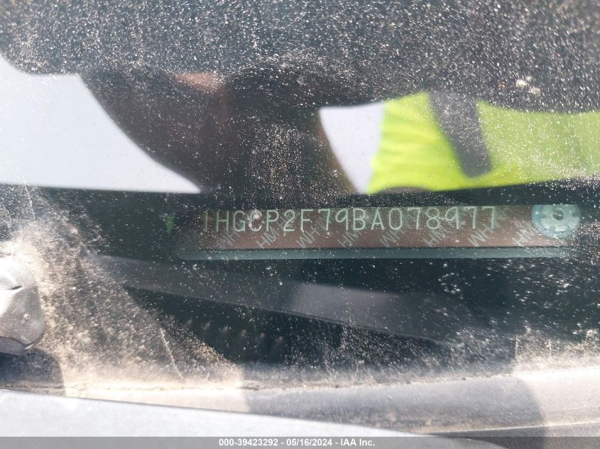 2011 Honda Accord 2.4 Ex VIN: 1HGCP2F79BA078977 Lot: 39423292