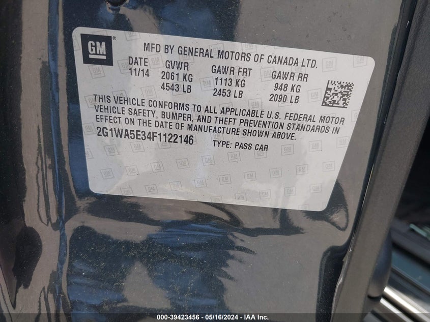 2015 CHEVROLET IMPALA LIMITED LS - 2G1WA5E34F1122146