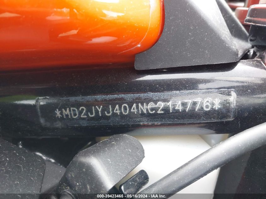 2022 Ktm 390 Rc VIN: MD2JYJ404NC214776 Lot: 39423465