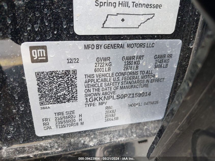 2023 GMC Acadia Fwd Denali VIN: 1GKKNPLS0PZ159014 Lot: 39423904