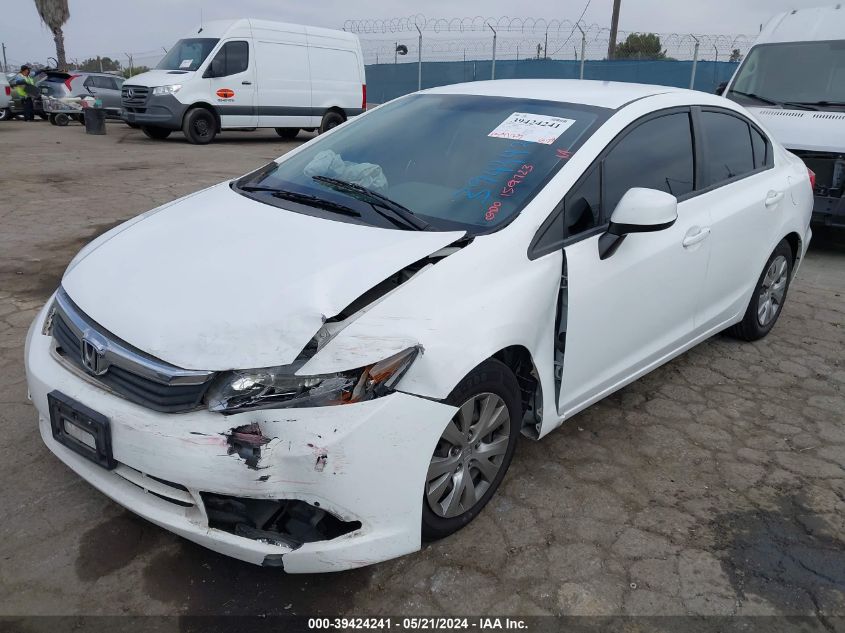 2012 Honda Civic Lx VIN: 19XFB2E58CE068272 Lot: 39424241