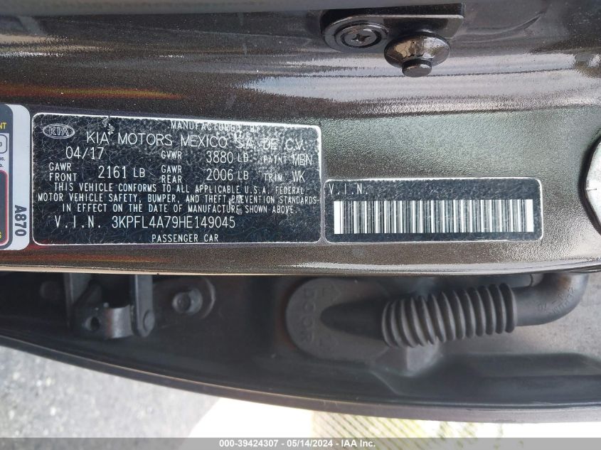2017 Kia Forte Lx VIN: 3KPFL4A79HE149045 Lot: 39424307
