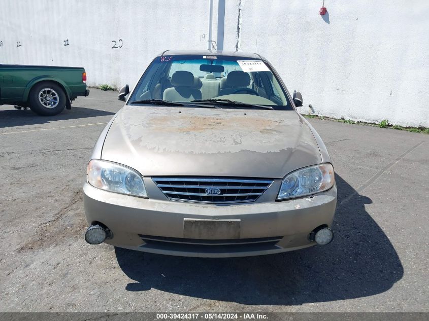 2003 Kia Spectra Ls VIN: KNAFB121035272066 Lot: 39424317