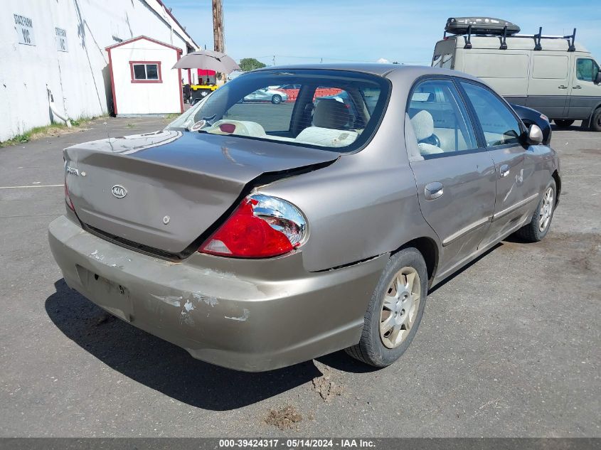 2003 Kia Spectra Ls VIN: KNAFB121035272066 Lot: 39424317