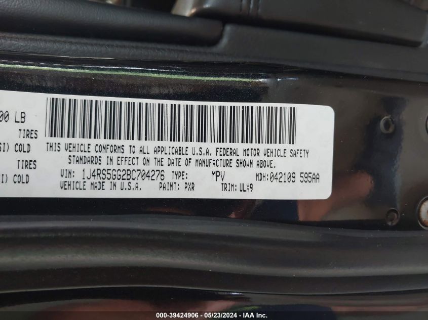2011 Jeep Grand Cherokee Limited VIN: 1J4RS5GG2BC704276 Lot: 39424906