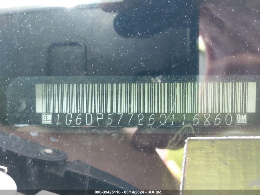 2006 Cadillac Cts Standard VIN: 1G6DP577260116860 Lot: 39425116