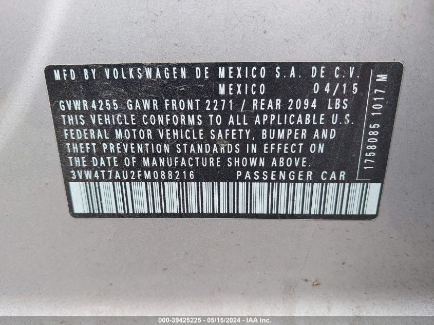 2015 VOLKSWAGEN GOLF GTI 2.0T SE 4-DOOR - 3VW4T7AU2FM088216