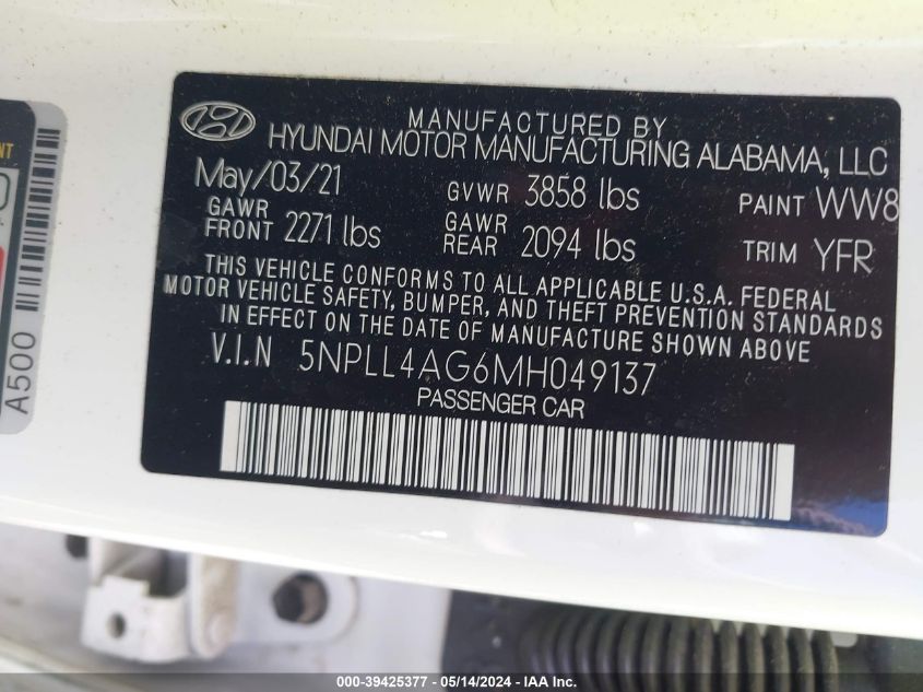 2021 HYUNDAI ELANTRA SE - 5NPLL4AG6MH049137