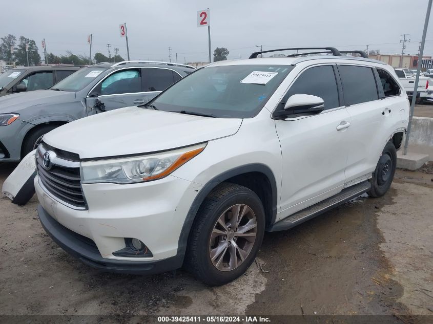 2015 Toyota Highlander Xle V6 VIN: 5TDKKRFH5FS052346 Lot: 39425411