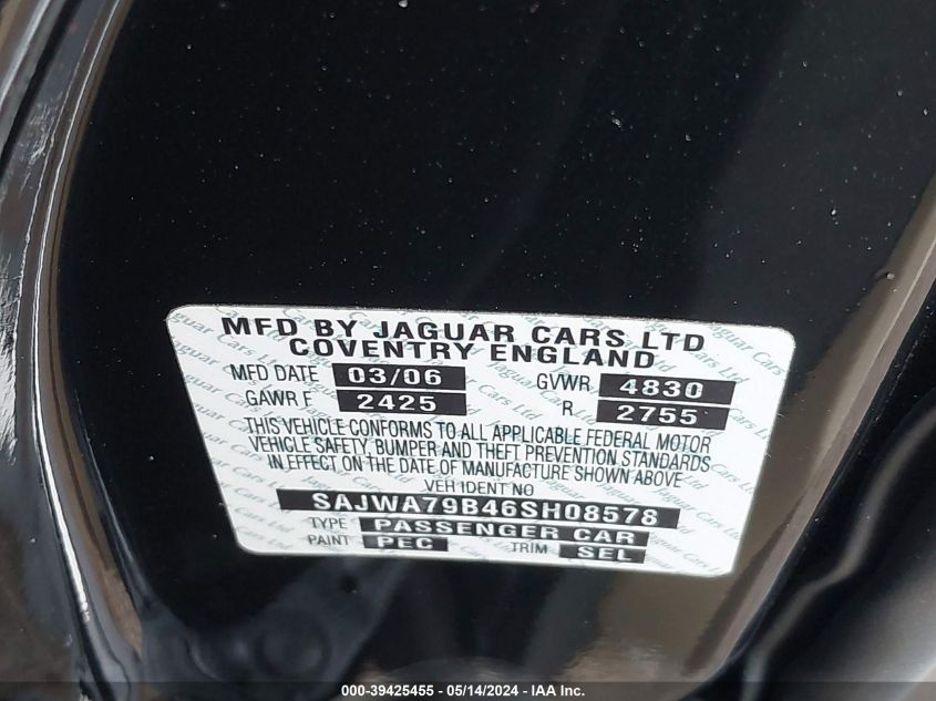 2006 Jaguar Xj Xj8 L VIN: SAJWA79B46SH08578 Lot: 39425455