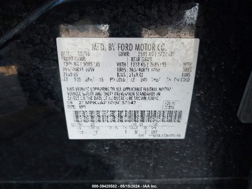 2016 Ford Edge Sport VIN: 2FMPK4AP1GBC63842 Lot: 39425582