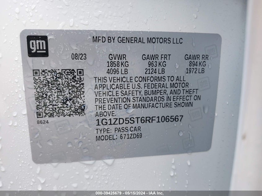 2024 CHEVROLET MALIBU LT - 1G1ZD5ST6RF106567