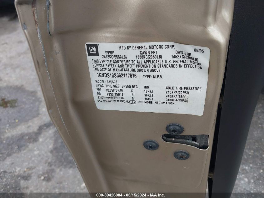 2006 Chevrolet Trailblazer Ls VIN: 1GNDS13S062117676 Lot: 39426084