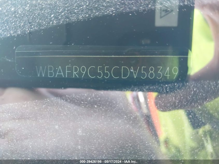 2012 BMW 550I I VIN: WBAFR9C55CDV58349 Lot: 39426195