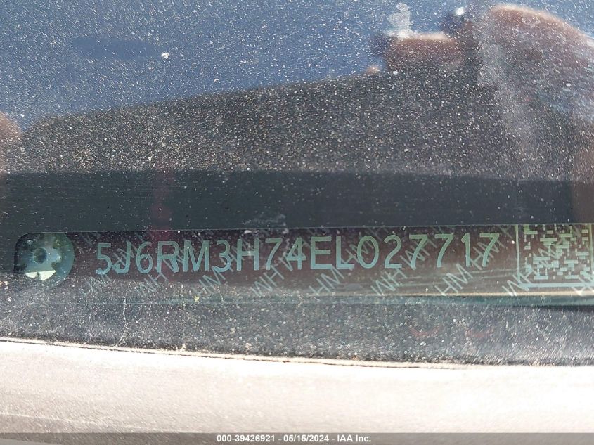 2014 Honda Cr-V Ex-L VIN: 5J6RM3H74EL027717 Lot: 39426921