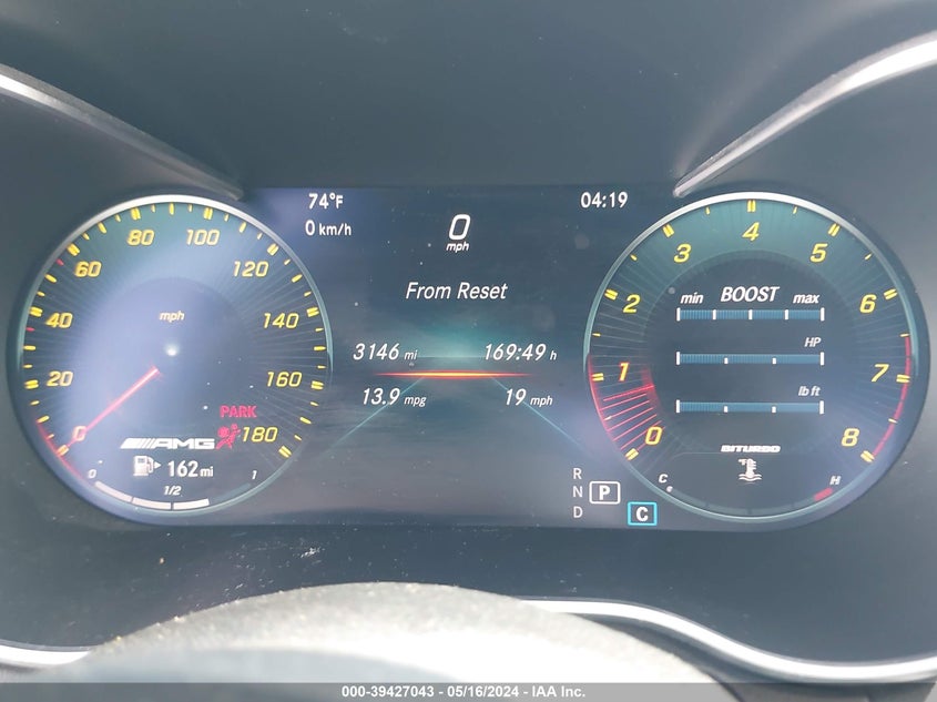 2019 MERCEDES-BENZ AMG C 43 VIN: 55SWF6EB1KU297580
