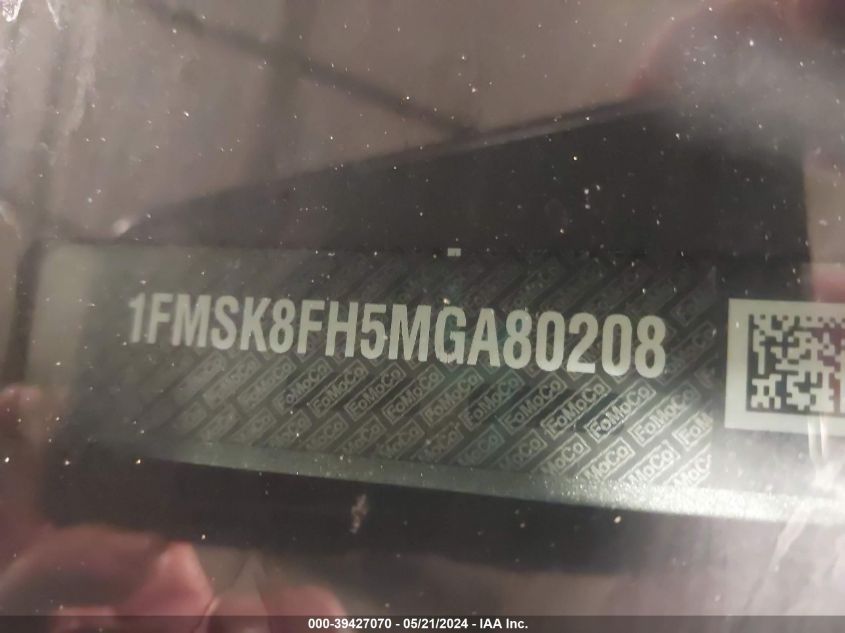 2021 Ford Explorer Limited VIN: 1FMSK8FH5MGA80208 Lot: 39427070