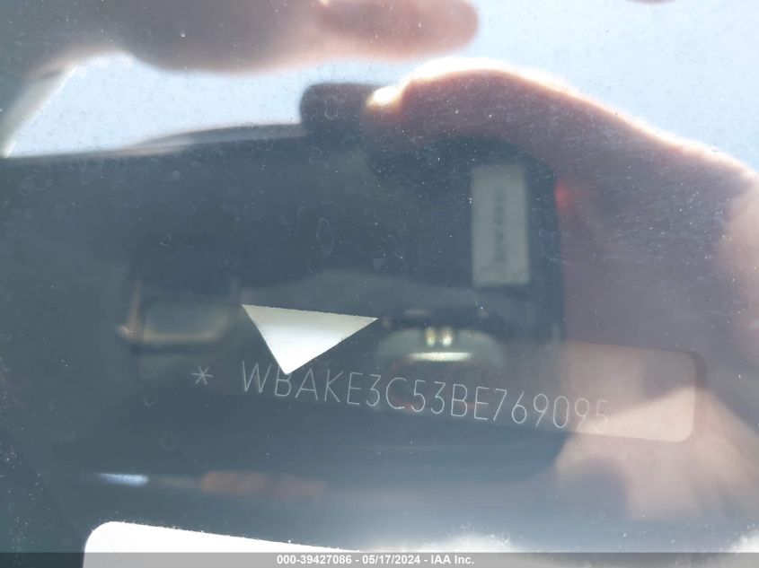 2011 BMW 328I VIN: WBAKE3C53BE769095 Lot: 39427086