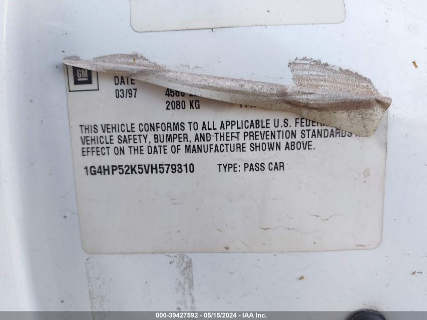 1997 Buick Lesabre Custom VIN: 1G4HP52K5VH579310 Lot: 39427592